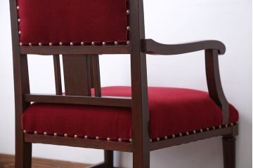 アンティーク家具　 大正ロマン　高級品!古いナラ材の希少なアームチェア(2)