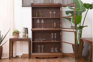 アンティーク家具　大正ロマン　高級品!古い木製の薄型コレクションケース