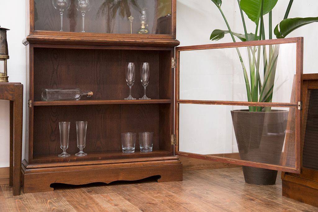 アンティーク家具　大正ロマン　高級品!古い木製の薄型コレクションケース