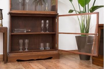 アンティーク家具　大正ロマン　高級品!古い木製の薄型コレクションケース