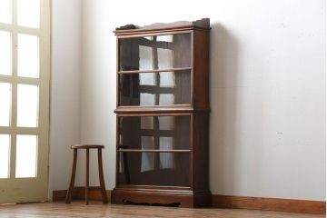 アンティーク家具　大正ロマン　高級品!古い木製の薄型コレクションケース