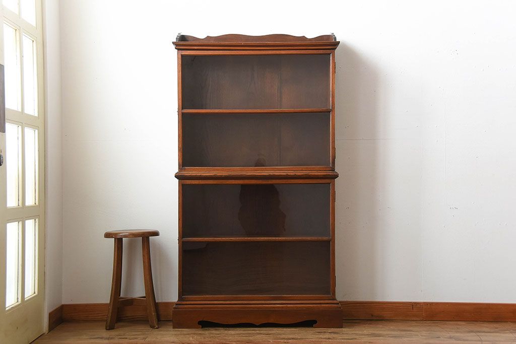 アンティーク家具　大正ロマン　高級品!古い木製の薄型コレクションケース