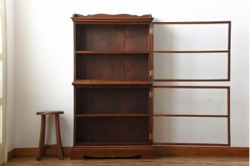 アンティーク家具　大正ロマン　高級品!古い木製の薄型コレクションケース