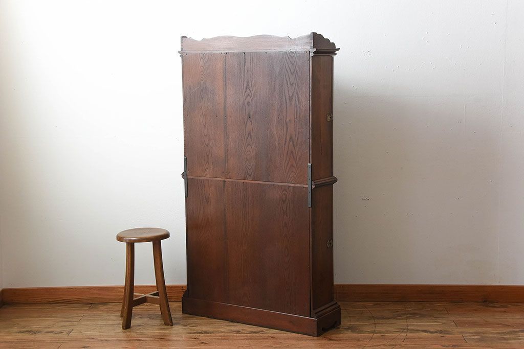 アンティーク家具　大正ロマン　高級品!古い木製の薄型コレクションケース