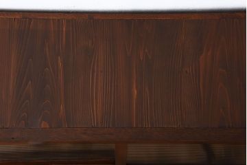 アンティーク家具　アンティーク　台形型がおしゃれ!モールガラス引き戸付き古い木のテレビボード(ローボード)