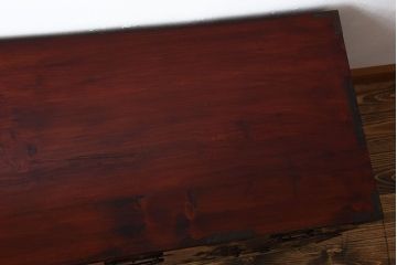アンティーク家具　古民具・骨董　前面栗材!桜の金具がかわいいアンティーク米沢箪笥ローボード(1)