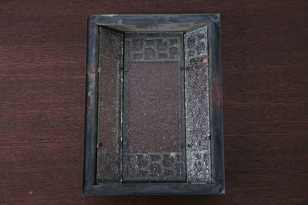 アンティーク　ダイヤガラスの壁掛け照明シェード(1)