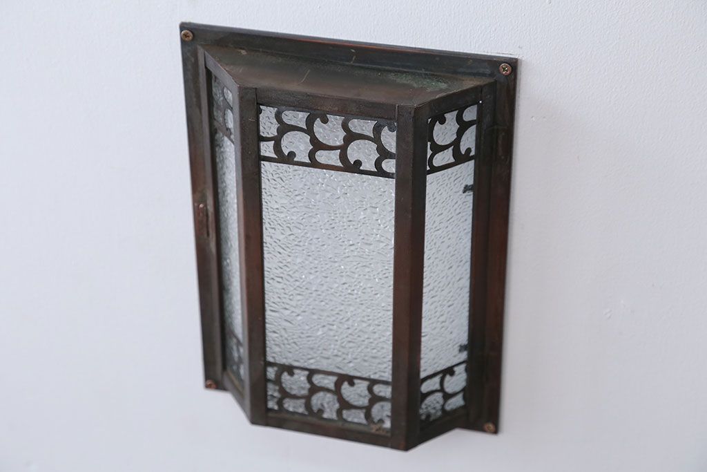 アンティーク　ダイヤガラスの壁掛け照明シェード(2)