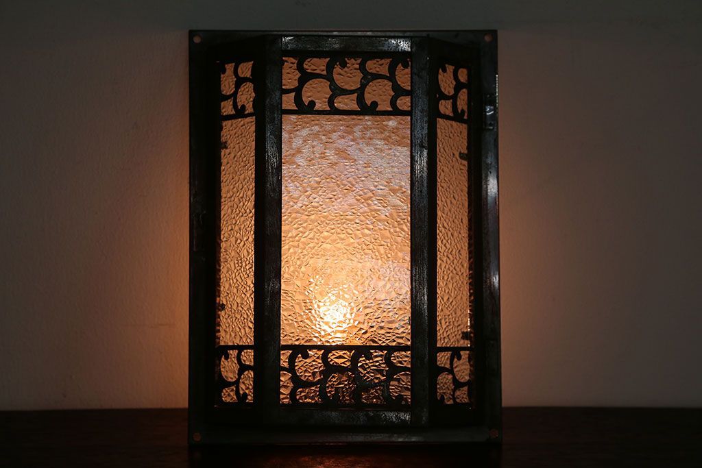 アンティーク　ダイヤガラスの壁掛け照明シェード(2)