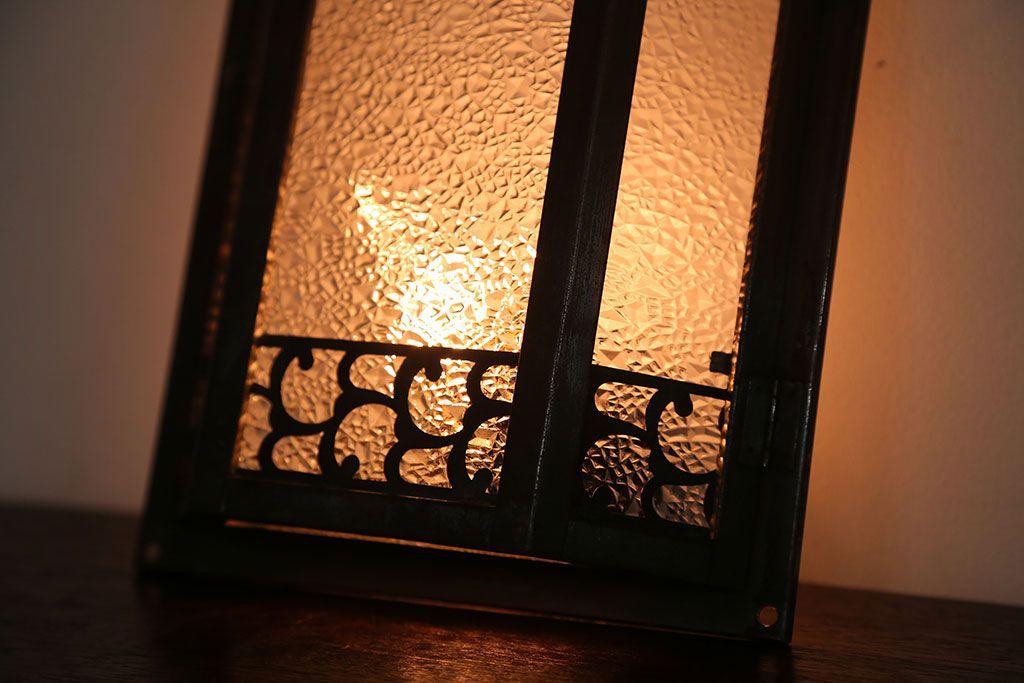 アンティーク　ダイヤガラスの壁掛け照明シェード(2)