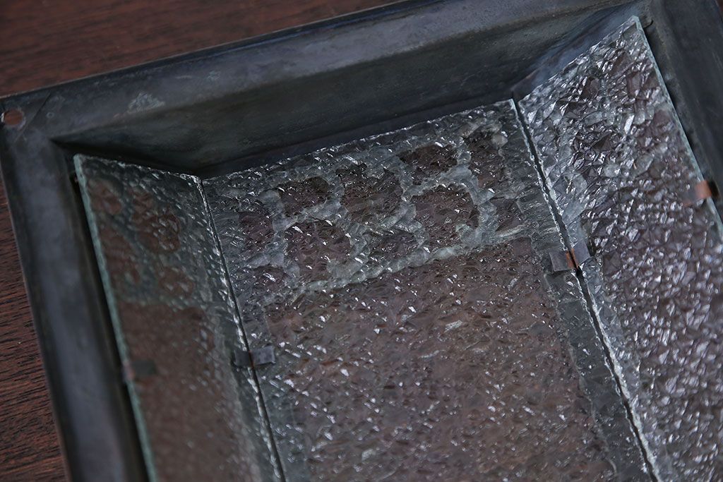 アンティーク　ダイヤガラスの壁掛け照明シェード(2)