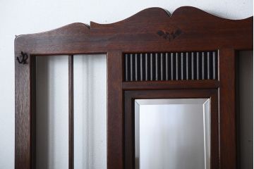 レトロ家具　昭和レトロ　傘立て・引き出し・戸棚・鏡付きのアンティークホールスタンド