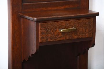 レトロ家具　昭和レトロ　傘立て・引き出し・戸棚・鏡付きのアンティークホールスタンド