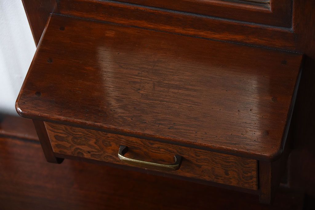 レトロ家具　昭和レトロ　傘立て・引き出し・戸棚・鏡付きのアンティークホールスタンド