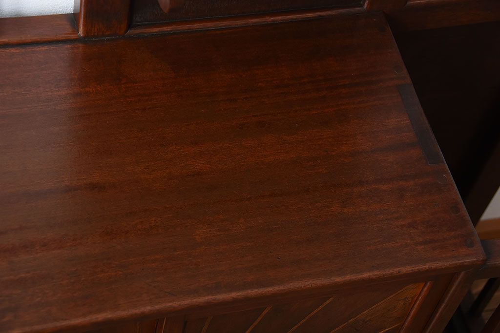 レトロ家具　昭和レトロ　傘立て・引き出し・戸棚・鏡付きのアンティークホールスタンド