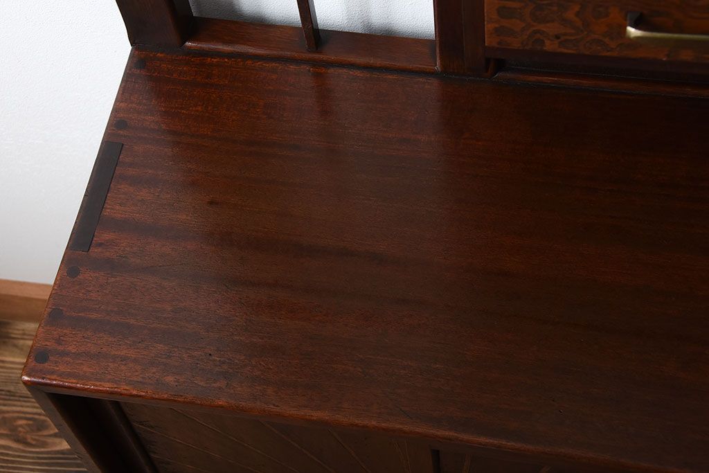 レトロ家具　昭和レトロ　傘立て・引き出し・戸棚・鏡付きのアンティークホールスタンド