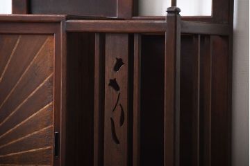 レトロ家具　昭和レトロ　傘立て・引き出し・戸棚・鏡付きのアンティークホールスタンド