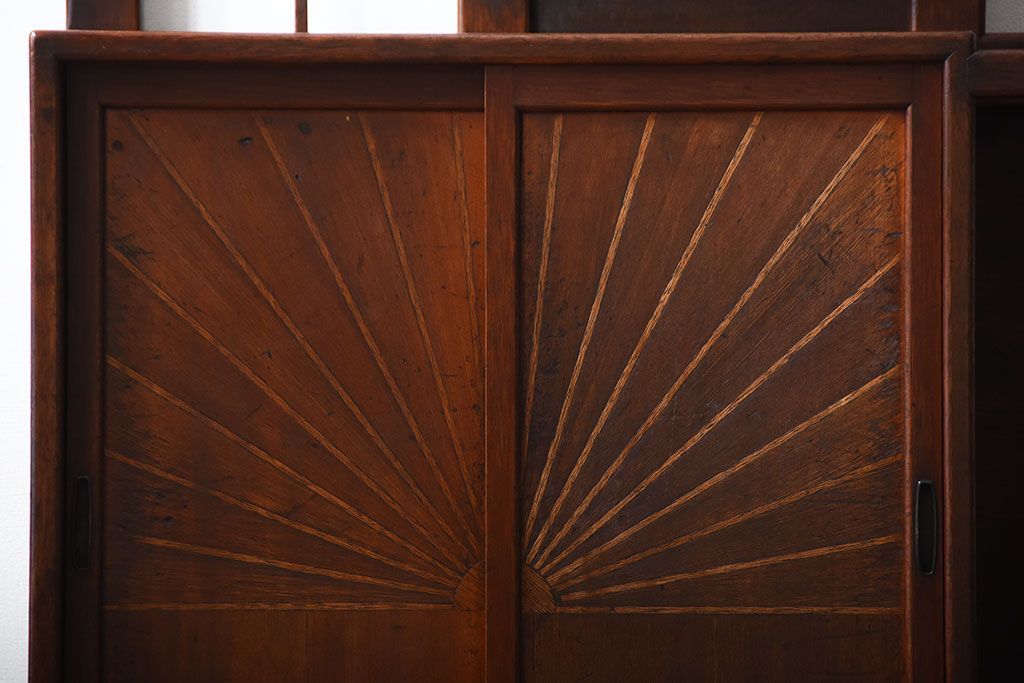 レトロ家具　昭和レトロ　傘立て・引き出し・戸棚・鏡付きのアンティークホールスタンド