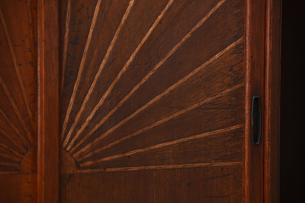 レトロ家具　昭和レトロ　傘立て・引き出し・戸棚・鏡付きのアンティークホールスタンド