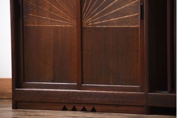 レトロ家具　昭和レトロ　傘立て・引き出し・戸棚・鏡付きのアンティークホールスタンド