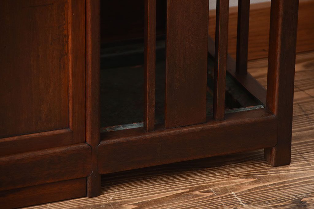 レトロ家具　昭和レトロ　傘立て・引き出し・戸棚・鏡付きのアンティークホールスタンド