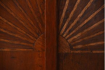 レトロ家具　昭和レトロ　傘立て・引き出し・戸棚・鏡付きのアンティークホールスタンド