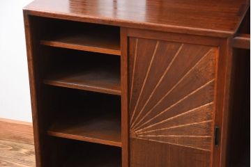 レトロ家具　昭和レトロ　傘立て・引き出し・戸棚・鏡付きのアンティークホールスタンド