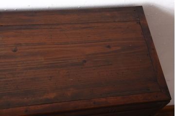 レトロ家具　昭和レトロ　モールガラス入り!古い木製の引き出し付きアンティーク本箱