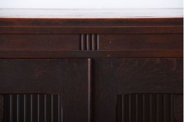 レトロ家具　昭和レトロ　モールガラス入り!古い木製の引き出し付きアンティーク本箱