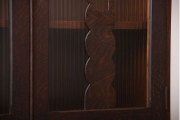 レトロ家具　昭和レトロ　モールガラス入り!古い木製の引き出し付きアンティーク本箱