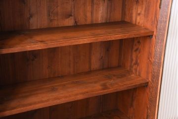 レトロ家具　昭和レトロ　モールガラス入り!古い木製の引き出し付きアンティーク本箱