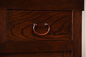 アンティーク家具　古民具・骨董　結霜ガラス入り!前面欅材の高級変わり型収納棚