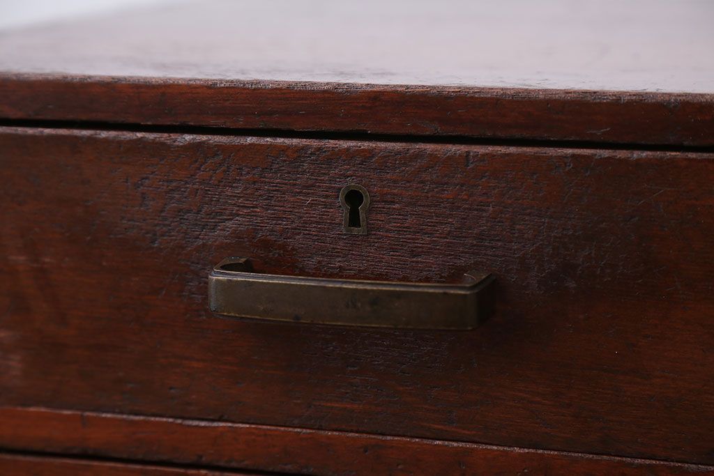 レトロ家具　和製アンティーク　古いナラ材のレトロな小引き出し