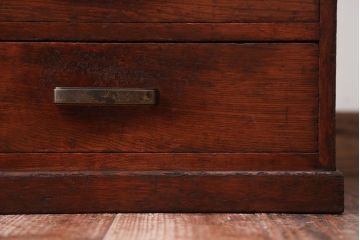 レトロ家具　和製アンティーク　古いナラ材のレトロな小引き出し