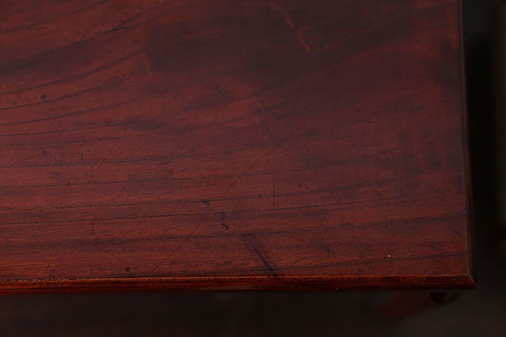 アンティーク雑貨　古民具・骨董　総欅材の漆が美しい花台ととても小さな桑材の花台のセット