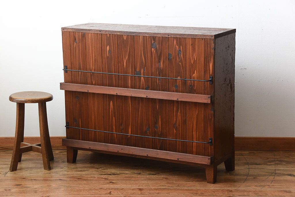 アンティーク家具　アンティーク　ブックラック付き!古い木製のマス目本棚(1)