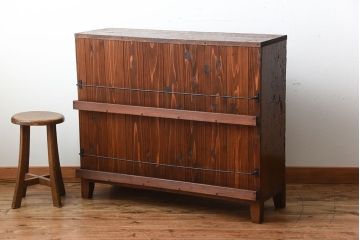 アンティーク家具　アンティーク　ブックラック付き!古い木製のマス目本棚(1)