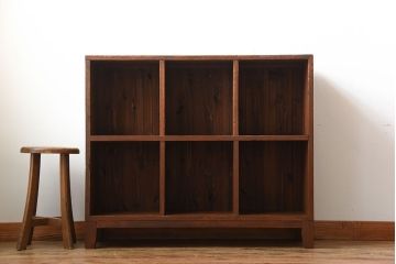 アンティーク家具　アンティーク　ブックラック付き!古い木製のマス目本棚(2)