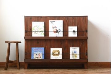 アンティーク家具　アンティーク　ブックラック付き!古い木製のマス目本棚(2)