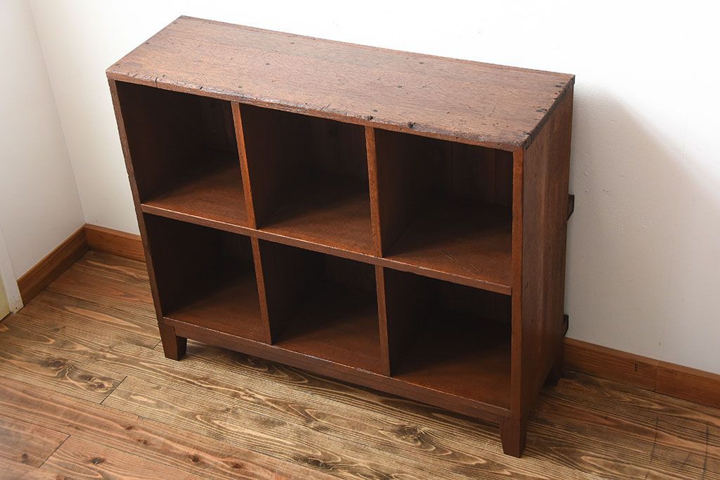 アンティーク家具　アンティーク　ブックラック付き!古い木製のマス目本棚(2)