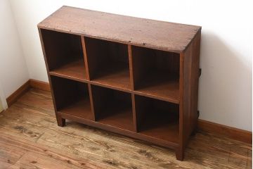 アンティーク家具　アンティーク　ブックラック付き!古い木製のマス目本棚(2)