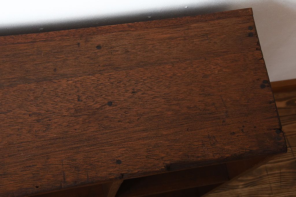 アンティーク家具　アンティーク　ブックラック付き!古い木製のマス目本棚(2)