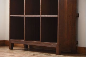 アンティーク家具　アンティーク　ブックラック付き!古い木製のマス目本棚(2)