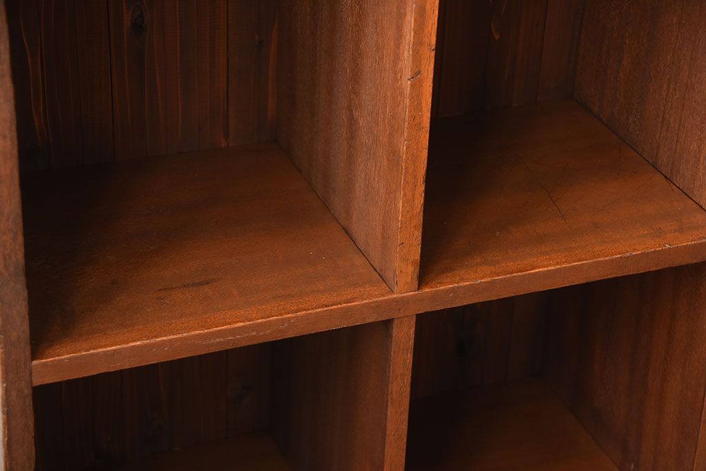 アンティーク家具　アンティーク　ブックラック付き!古い木製のマス目本棚(2)