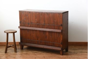 アンティーク家具　アンティーク　ブックラック付き!古い木製のマス目本棚(2)