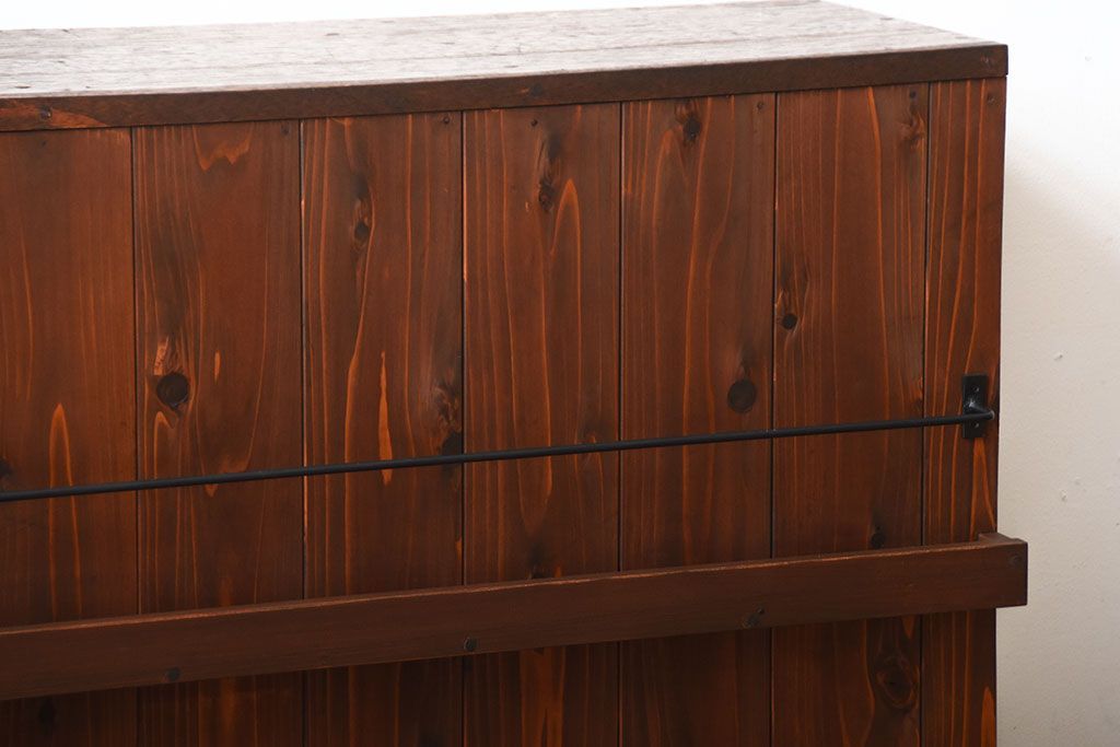 アンティーク家具　アンティーク　ブックラック付き!古い木製のマス目本棚(2)