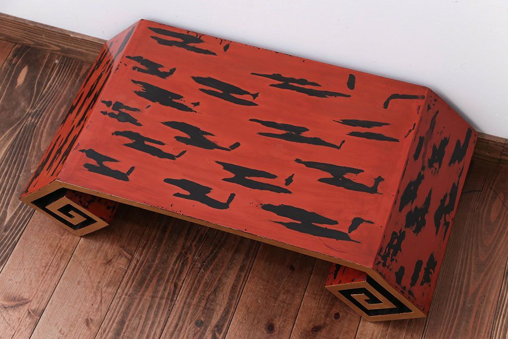 アンティーク雑貨　古民具・骨董　根来塗の大きなアンティーク花台