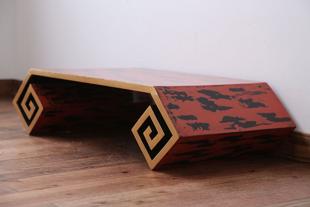 アンティーク雑貨　古民具・骨董　根来塗の大きなアンティーク花台