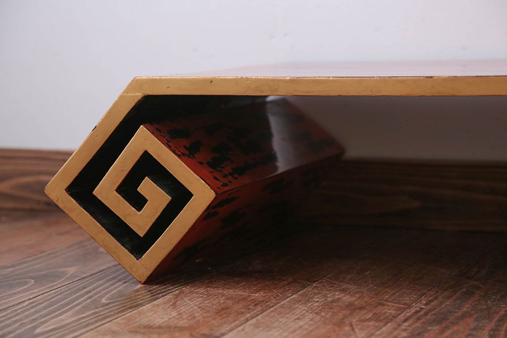 アンティーク雑貨　古民具・骨董　根来塗の大きなアンティーク花台