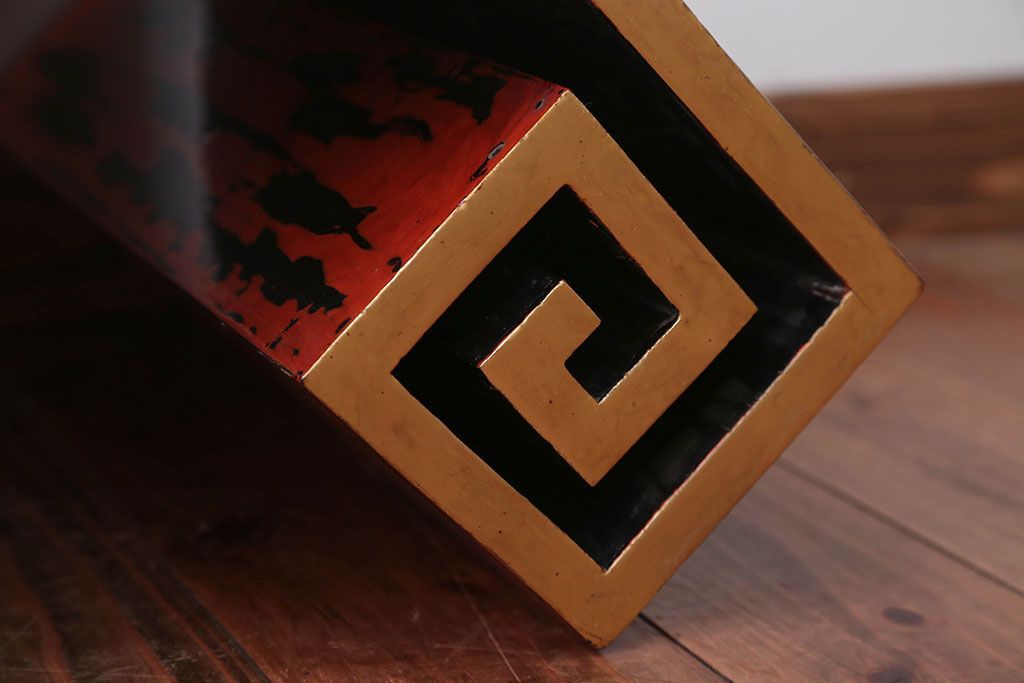 アンティーク雑貨　古民具・骨董　根来塗の大きなアンティーク花台